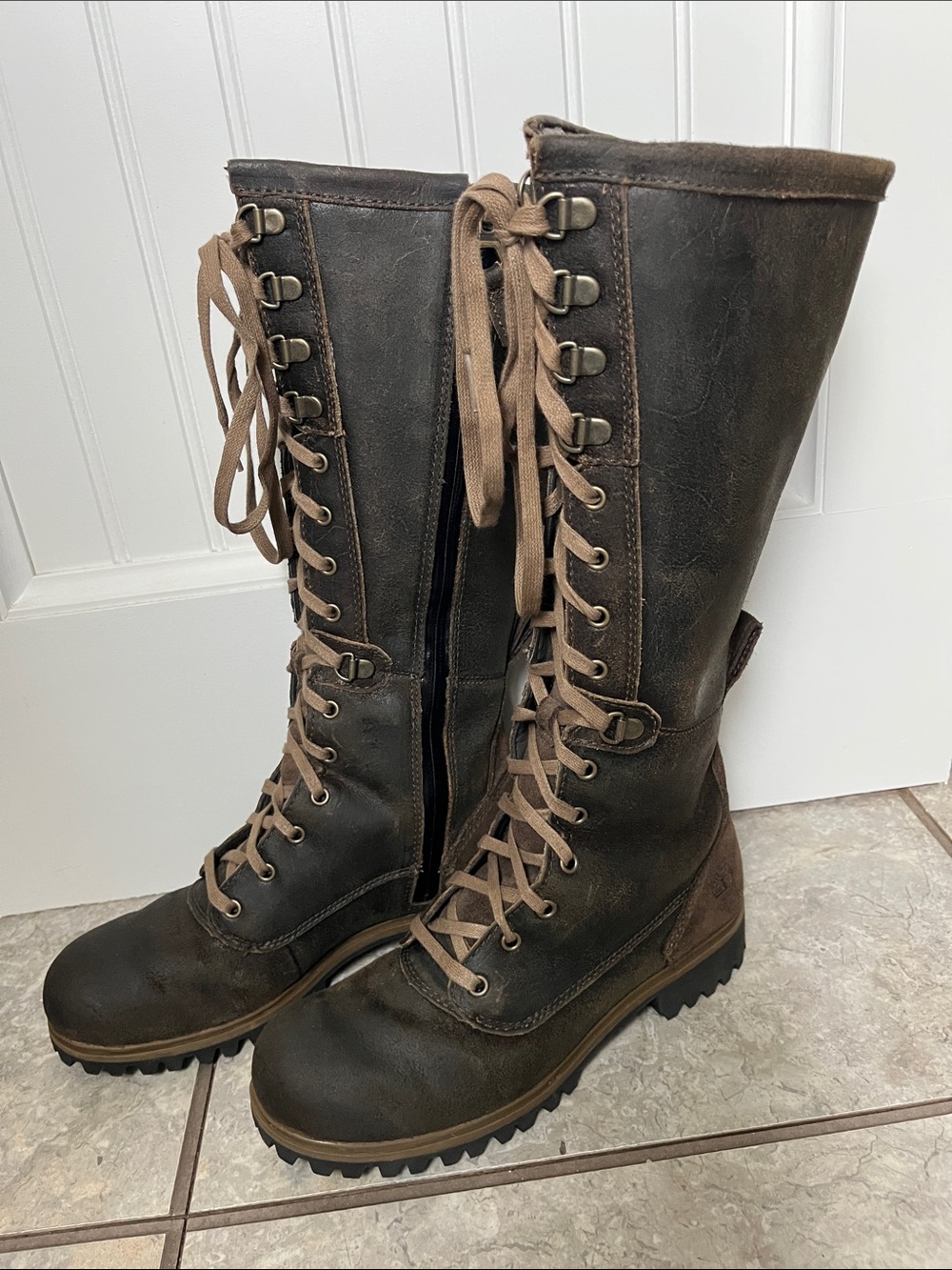 Timberland Wheelwright Tall Waterproof Knee High Moto Boots Dark Brown Suede 6.5 - Picture 2 of 13